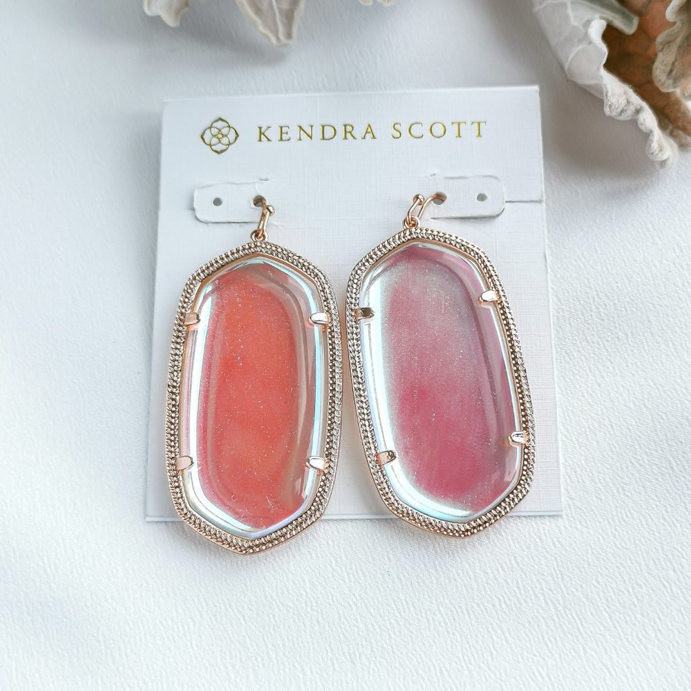 Danielle Rose Gold Drop Earrings Dichroic Glass Kendra Scott